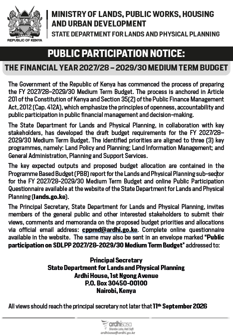 The Financial Year 2027/28 - 2029/30 Medium Term Budget - Public Participation
