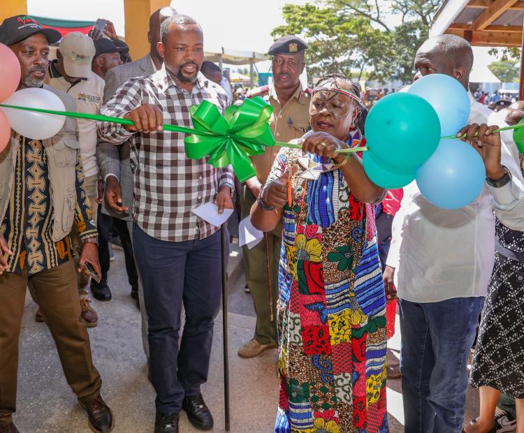 Cabinet Secretary for Lands, Public Works, Housing and Urban Development Alice Wahome and Lands Principal Secretary Nixon Korir officially open the Mogotio Land Registry